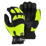 Hi-Vis Lime Waterproof Winter Work Gloves - Large