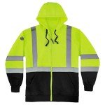 Ergodyne Class 3 Hooded Sweatshirt, Lime, Large