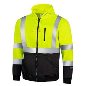 JORESTECH High Visibility Full Zip Hoodie, ANSI Yellow