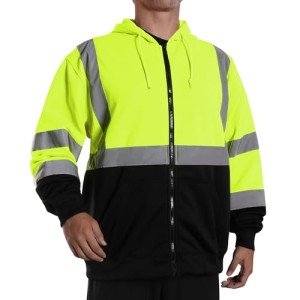 Hi-Vis Safety Hoodie with Zipper for Men