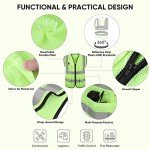 TICONN High Visibility Reflective Safety Vest, Green