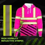 HiVis Pink USA Flag Safety Hoodie for Men