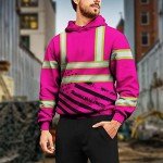 HiVis Pink USA Flag Safety Hoodie for Men