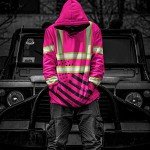 HiVis Pink USA Flag Safety Hoodie for Men