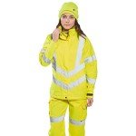 Women's Hi Vis Waterproof Rain Jacket - Yellow
