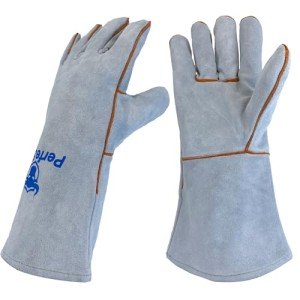 Heat-Resistant Leather Welding Gloves for Outdoor Use
