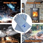Heat-Resistant Leather Welding Gloves for Outdoor Use