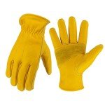 Durable Leather Work Gloves for Gardening and Safety