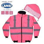 Pink Reflective Safety Bomber Jacket Hoodie for Women