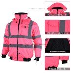 Pink Reflective Safety Bomber Jacket Hoodie for Women