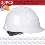 20 Pack Adjustable Hard Hats for Safety Plus Vents