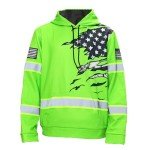 HiVis Neon Green USA Flag Reflective Hoodie