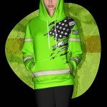 HiVis Neon Green USA Flag Reflective Hoodie