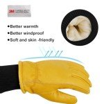 Warm Waterproof Leather Work Gloves for Men