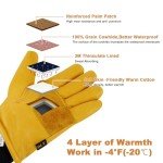 Warm Waterproof Leather Work Gloves for Men