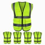 5 Pack High Visibility Safety Vests with Pockets