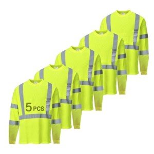 Men's Hi-Vis Reflective Safety Shirts - 3 or 5 Pack
