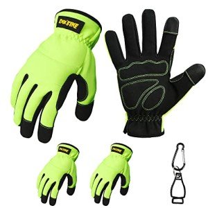 DULFINE Hi-Vis Work Gloves for Men - 3 Pairs