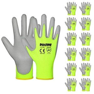 Hi-Vis Yellow PU Coated Safety Work Gloves