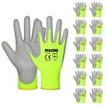 Hi-Vis Yellow PU Coated Safety Work Gloves