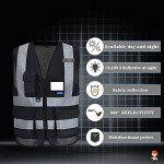 Black Reflective Safety Vests with 7 Pockets