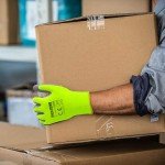 Hi-Vis Yellow PU Coated Safety Work Gloves