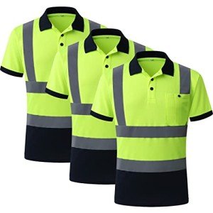 Hi-Vis Safety Polo Shirts for Work – 3 Pack
