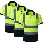 Hi-Vis Safety Polo Shirts for Work – 3 Pack