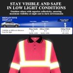 Reflective Construction Safety Polo Shirts - Pink, 6pcs