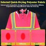 Reflective Construction Safety Polo Shirts - Pink, 6pcs