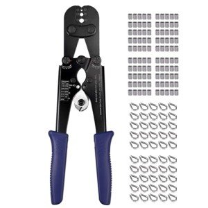 Wire Rope Crimping Tool with Aluminum Sleeves & Thimbles