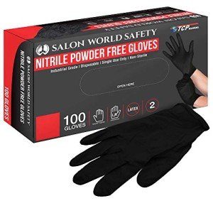 Large Black Nitrile Disposable Gloves, Box of 100