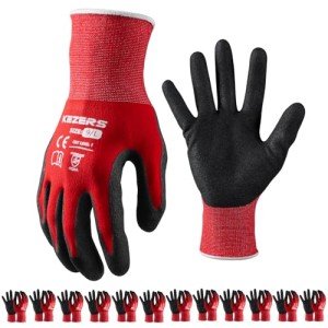 Kezers Nitrile Coated Safety Work Gloves - 12 Pairs