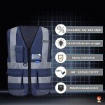 Custom Logo Safety Vest - Navy Blue