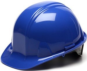 Blue Hard Hat with 4-Point Ratchet Suspension