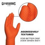 HD Orange Nitrile Industrial Disposable Gloves, X-Large