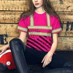 Pink Neon US Flag High Visibility Safety Shirt
