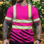 Pink Neon US Flag High Visibility Safety Shirt