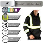 Men's Hi-Vis Reflective Safety Hoodie – Black