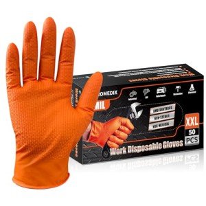 Heavy Duty Nitrile Disposable Gloves, 8-mil Orange