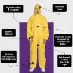 Disposable Hazmat Suits - Yellow Protective Coveralls