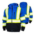 Men's Blue Hi-Vis Reflective Safety Fleece Hoodie