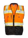 High Visibility Surveyor Vest - Orange/Black, Large