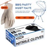 BBQ Gloves Set with Cotton Liners & Nitrile
