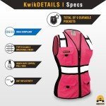 Pink Lady Safety Vest for Women - 9 Pockets