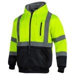 High Visibility Fleece Lined Safety Hoodie for Men