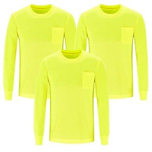 High Visibility Quick Dry Long Sleeve T-Shirt - 3 Pack