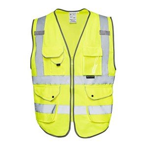 High Visibility Safety Vest with 9 Pockets - Yellow