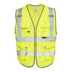 High Visibility Safety Vest with 9 Pockets - Yellow