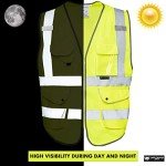 High Visibility Safety Vest with 9 Pockets - Yellow